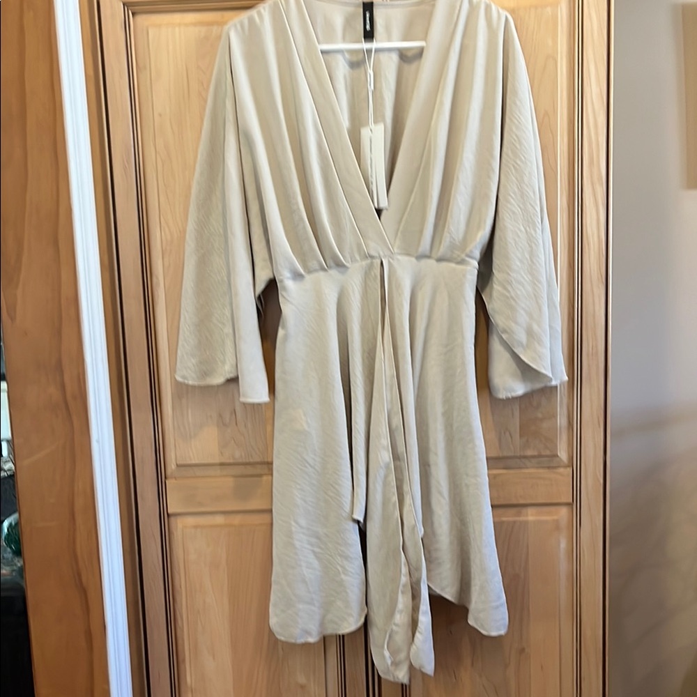 Elegant Beige Wrap Dress
